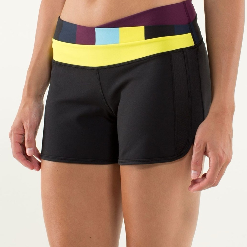 lululemon athletica Black Athletic Shorts with Colorful Waistband - Picture 2 of 7